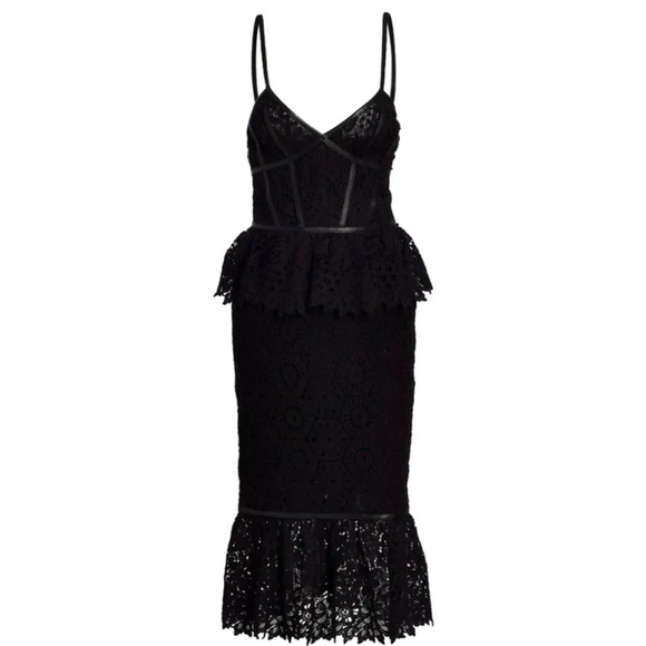 NEW PRABAL GURUNG BLACK LACE BUSTIER MIDI DRESS - Picture 7 of 8
